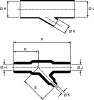 Product image for 2way T shaped mouldedpart,90deg 22mm dia