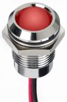 Product image for 14MM PROM IP67 SEALED CHR LED, RED 20MA