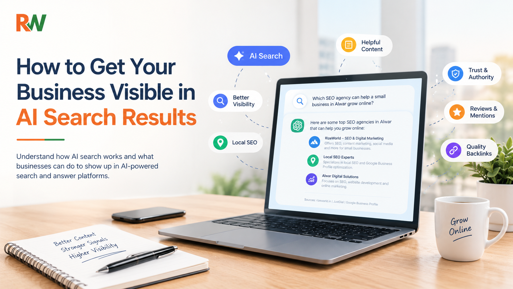 How to Get Your Business Visible in AI Search Results | RizeWorld