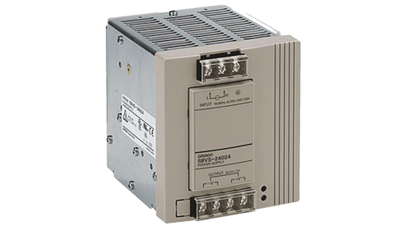 Omron S8VS Switch Mode DIN Rail Power Supply, 230V ac, 24V dc, 10A Output,  240W
