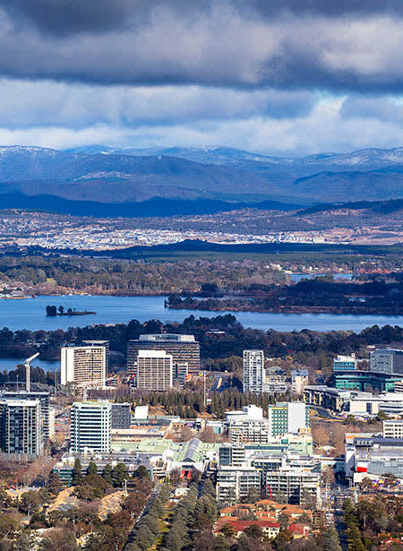 Canberra cityscape aerial view