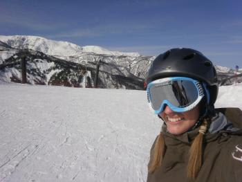 Amy Armstrong snowboarding