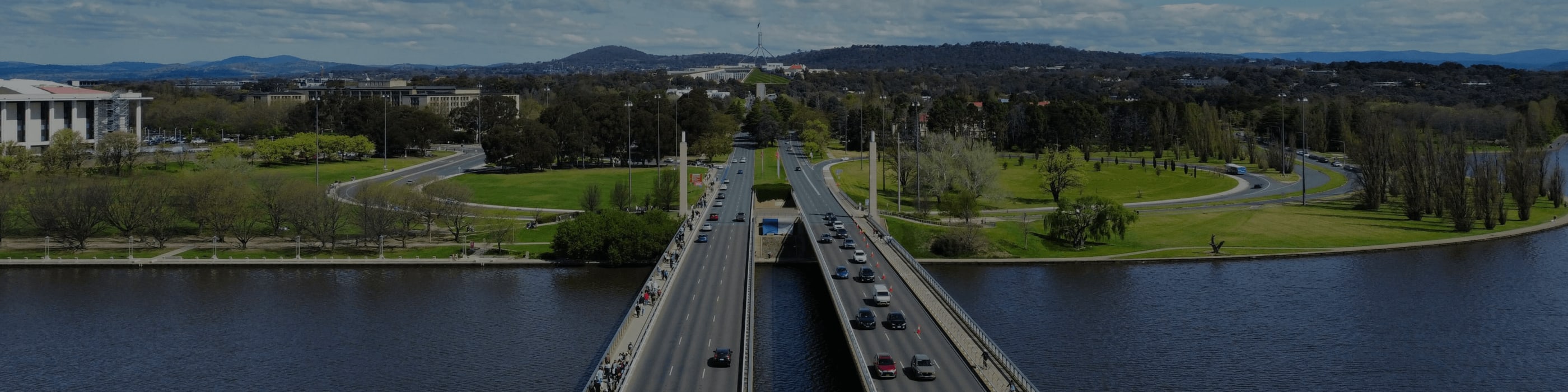 Canberra road bridge looking towards parliment house.