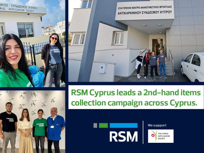 RSM Cyprus leads a second-hand items collection campaign across Cyprus, supporting the Cyprus Anti-Cancer Society. 