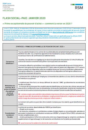 Prime Exceptionnelle De Pouvoir D Achat Comment La Verser En 2020 Rsm France