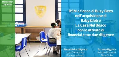 RSM ha assistito Busy Bees Italia nell’acquisizione di due realtà italiane nell’educazione all’infanzia