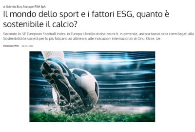 Il mondo dello sport e i fattori ESG, quanto è sostenibile il calcio? 