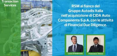 RSM al fianco del Gruppo Autodis Italia nell’acquisizione di CIDA Auto Components S.p.A. 
