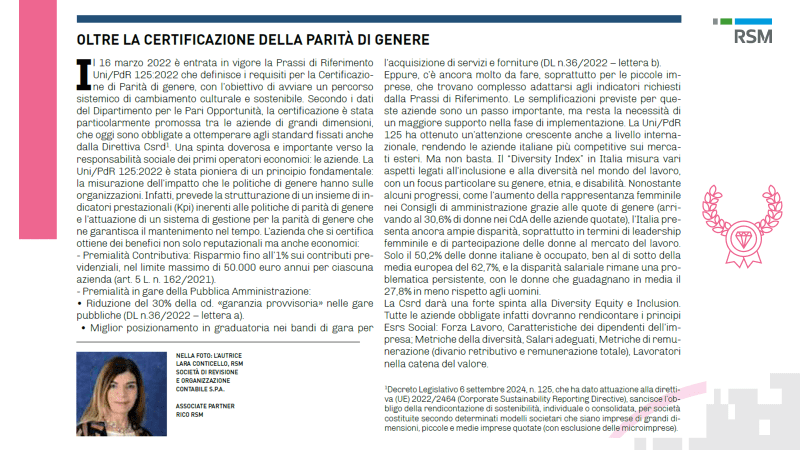 Oltre la certificazione della parità di genere