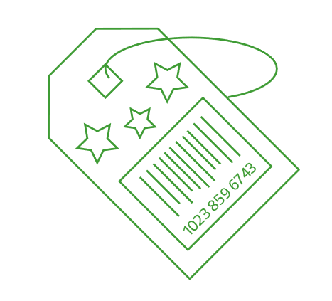 A green label icon