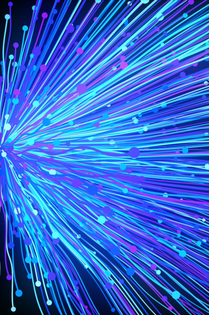 Light rays of a pale blue color radiating from a single bright point