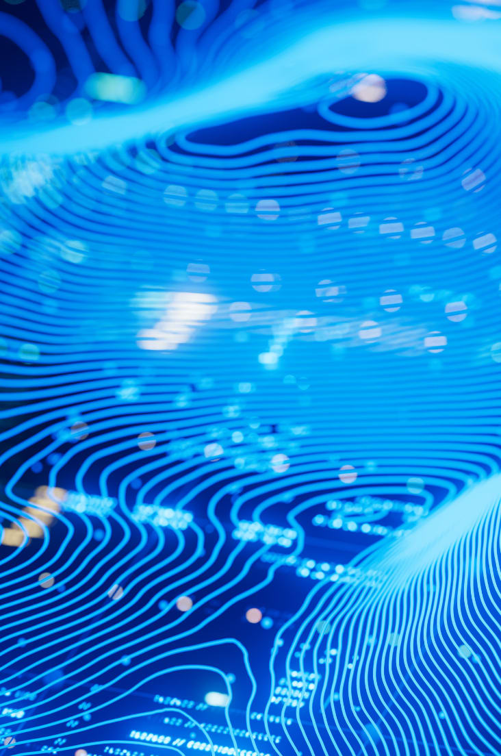 A blue, semi-transparent hypsometric map superimposed on the screen