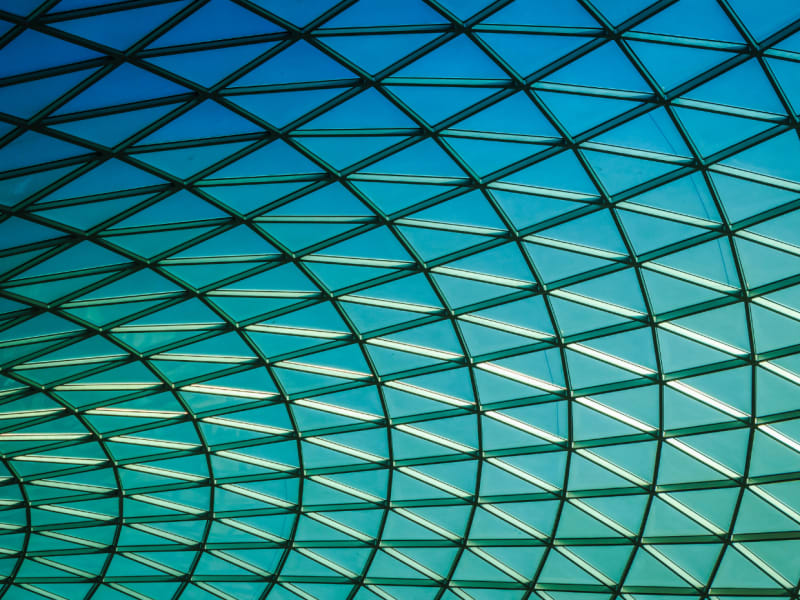 A skylight through which you can see the blue sky
