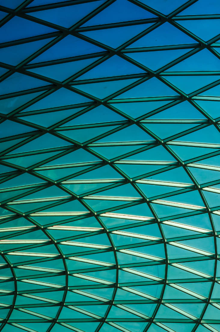 A skylight through which you can see the blue sky