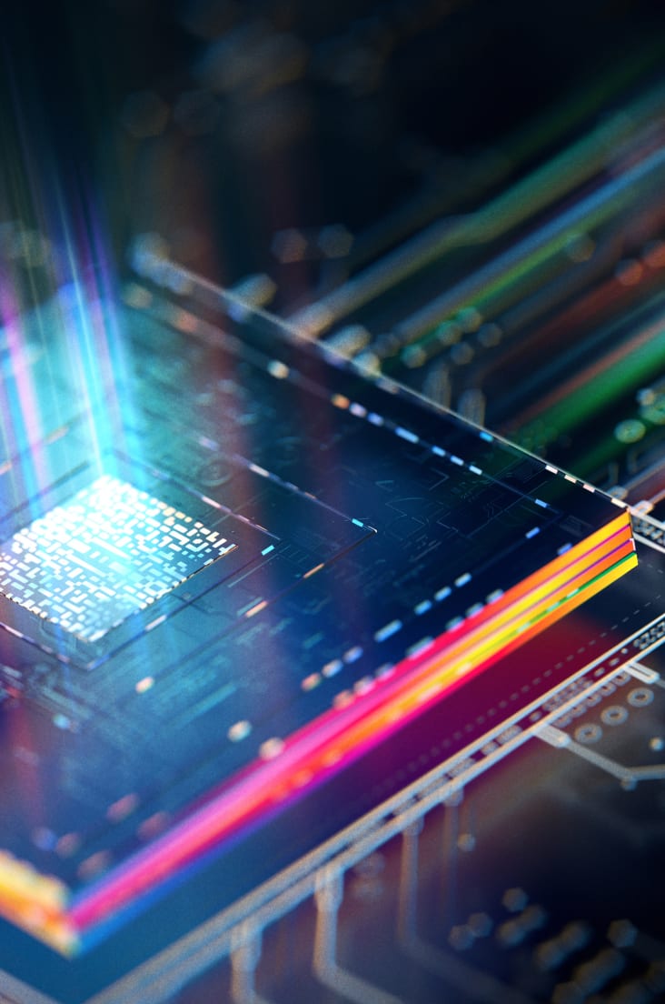 Colourful computer chip