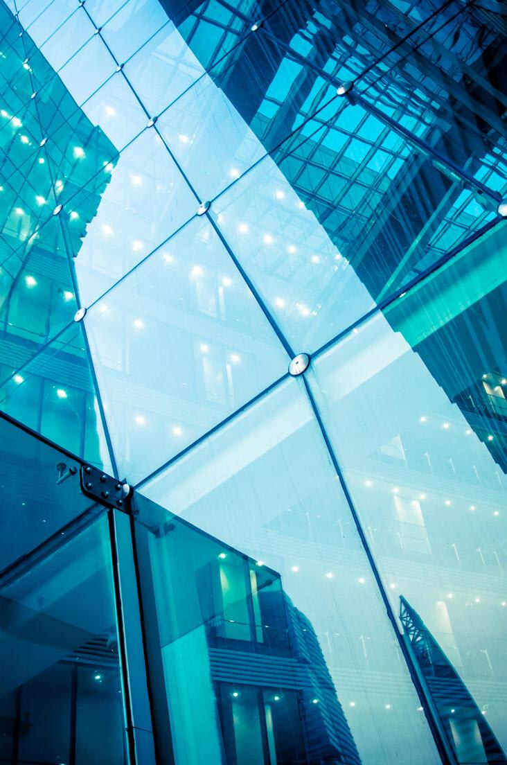 Facade of modern glass office architecture