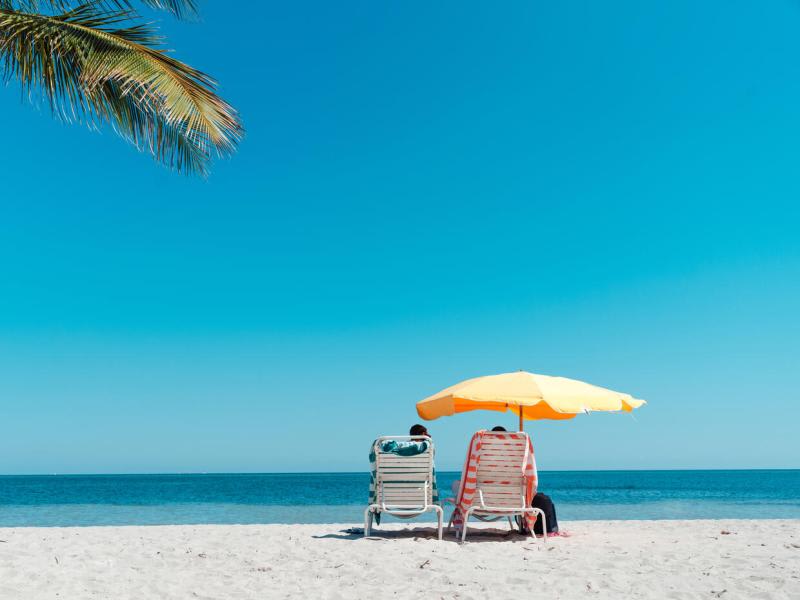 Beach chairs on a sunny beach
