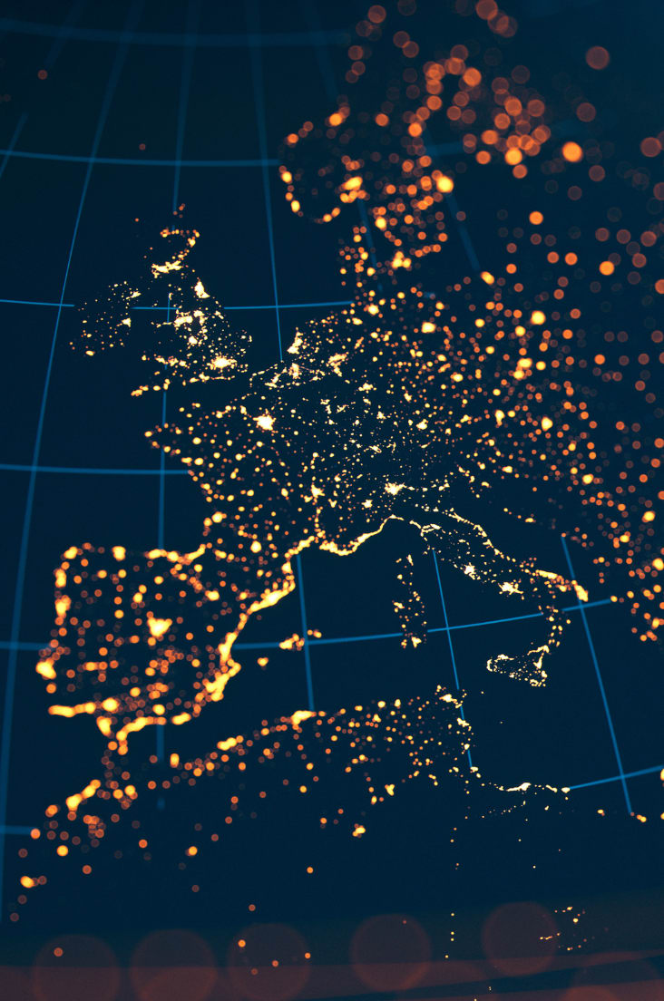 The Lights of Europe as Seen from Earth's Orbit
