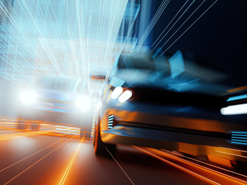 Blurred cars on the street