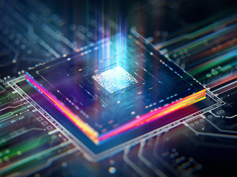 Colourful computer chip