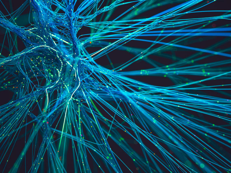 Abstract network of blue connections