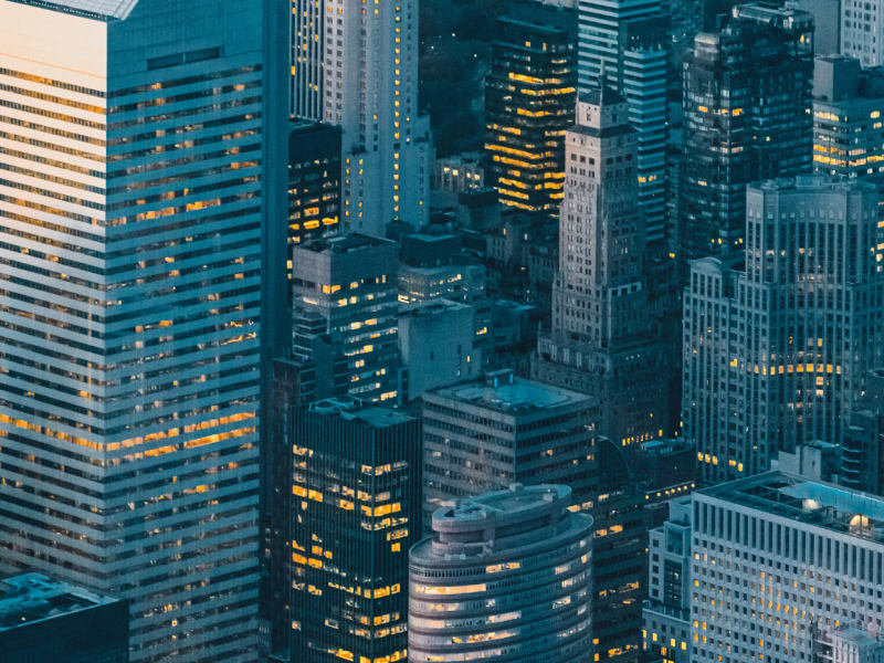 Corporate buildings in a downtown