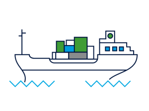 Simple icon of container ship