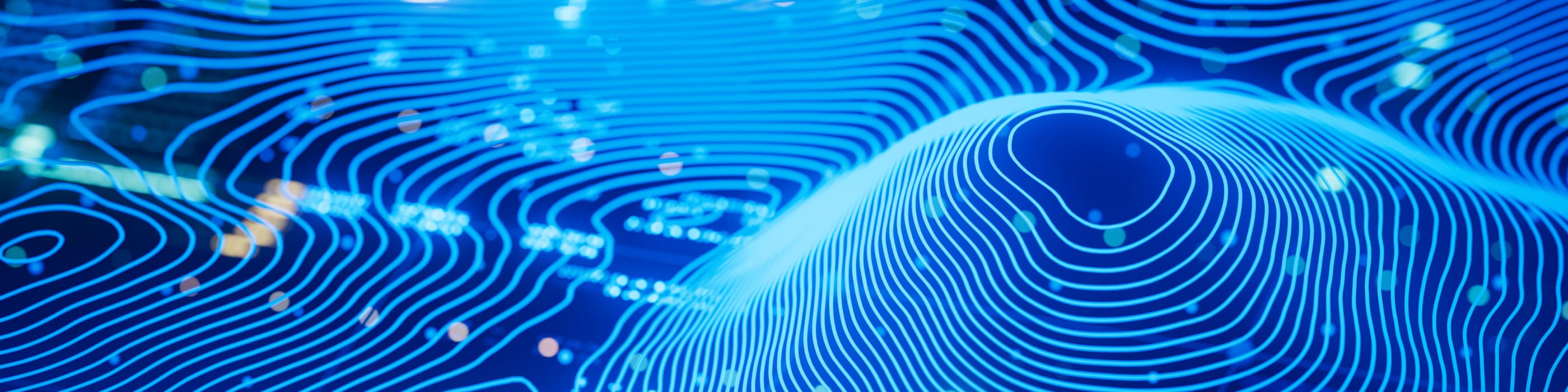 A blue, semi-transparent hypsometric map superimposed on the screen