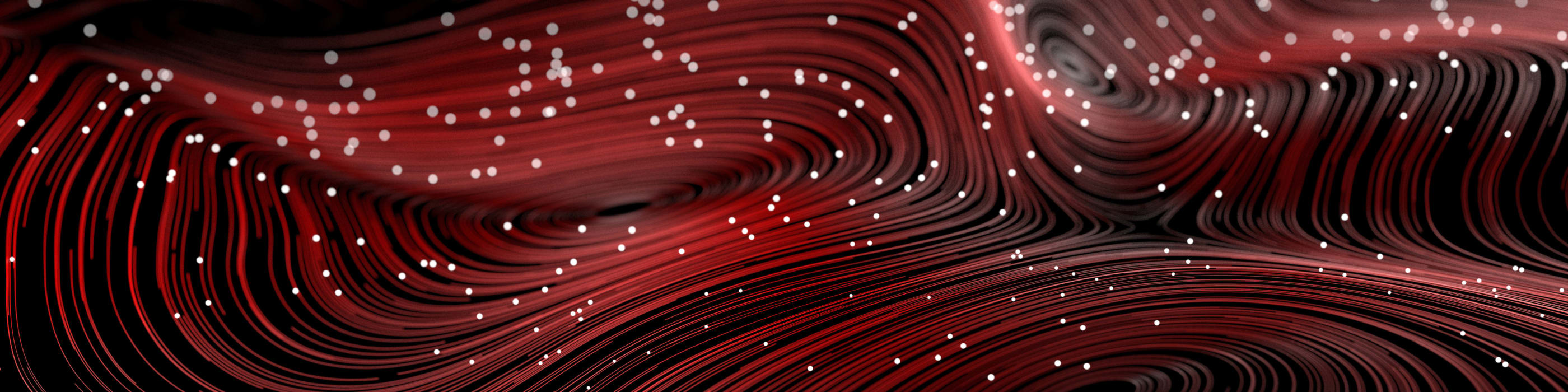 Abstract red lines with shining dots
