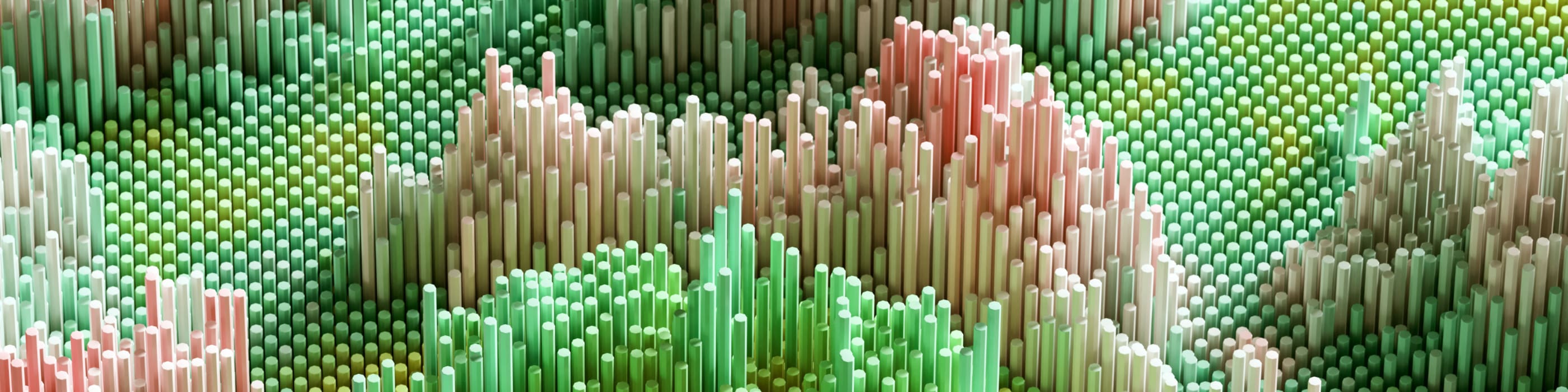 Green-pink multi-sided columns