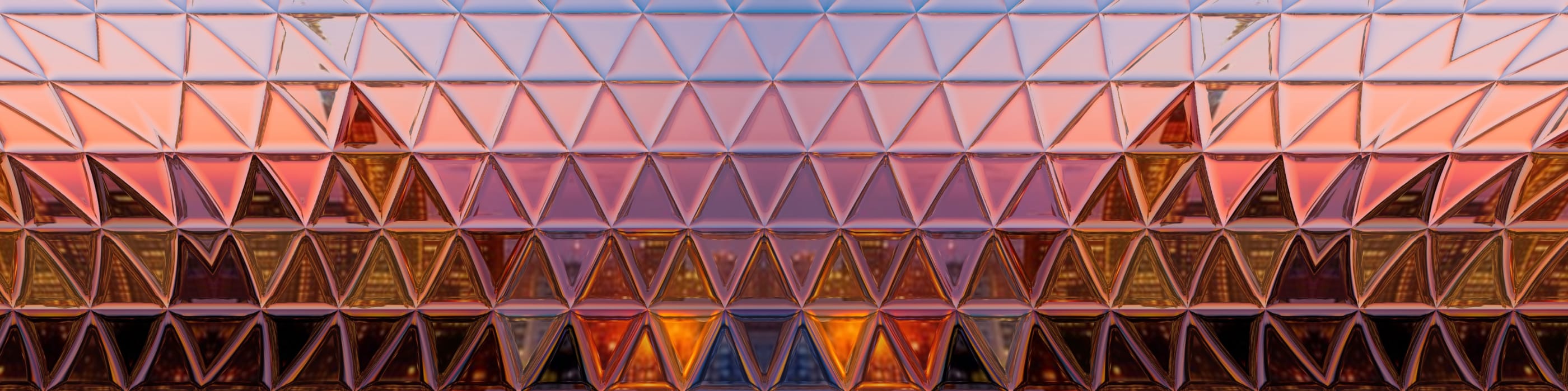 Distorted city reflection in a window