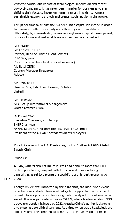 ASEAN Conference 2023 timetable 2