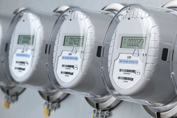 A close up of smart meters for water management.