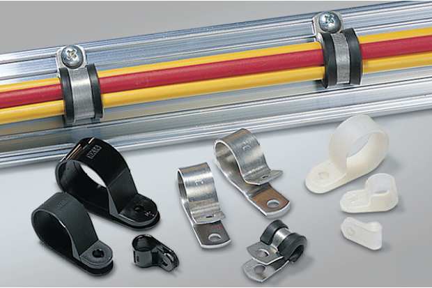 P-clamps for mounting cables and hoses