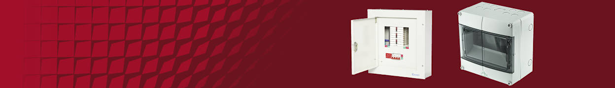 A red banner with a distribution board