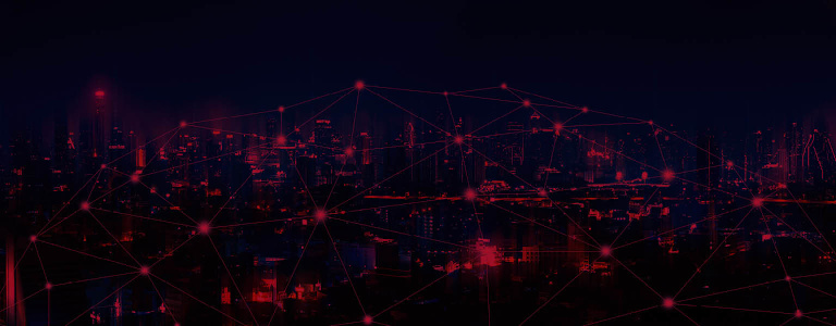 Vernetztes Smart-City-Netzwerk zur Darstellung digitaler Echtzeitkommunikation und Datenkonnektivität.