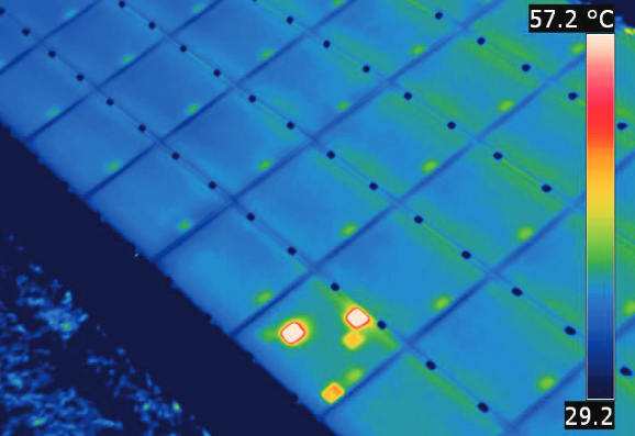 Reveal modules that are consistently hotter than others and find physical damage. Source: FLIR