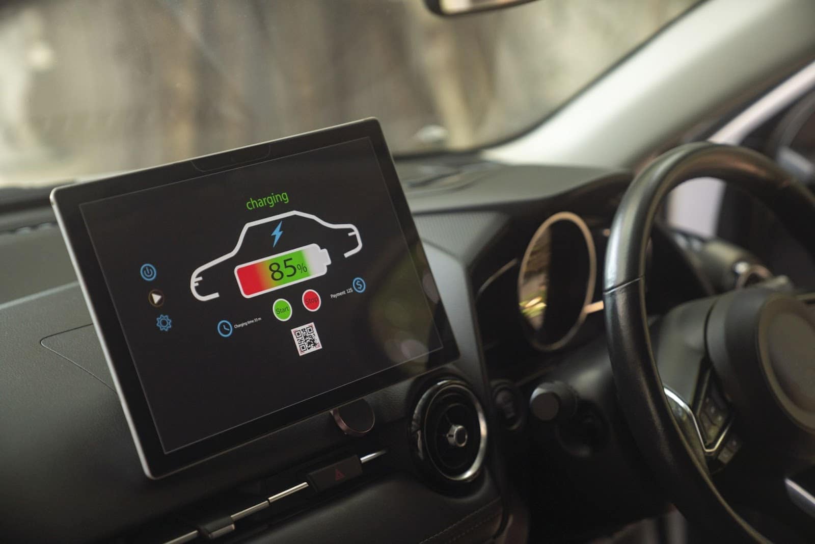 EV battery charge on a car display