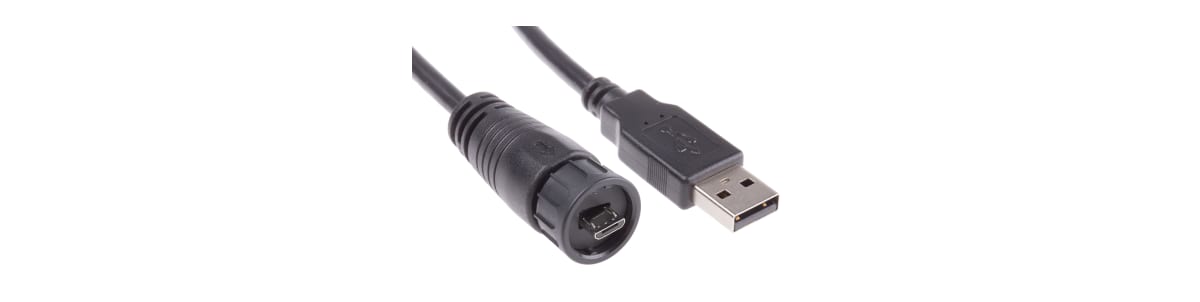 Cavo USB RS PRO Micro USB B/USB A, L. 2m, col. Nero