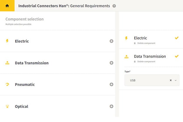 Screenshot of Industrial Connectors Configurator