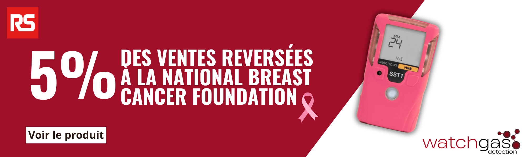 Détecteurs de gaz Watchgas - 5% des ventes reversées à la National Breast Cancer Foundation