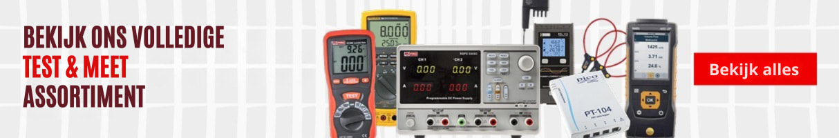 Afbeelding van het volledige test- en meetbereik met producten