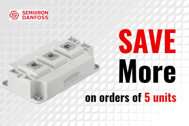 Semikron Danfoss SKM400GB12E4 Dual IGBT Module, 616 A 1200 V, 7-Pin SEMITRANS3, Screw Mount