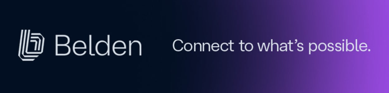 Belden logo with a text saying Connect to what's possible.