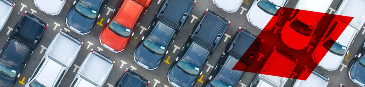 Rows of cars parked up