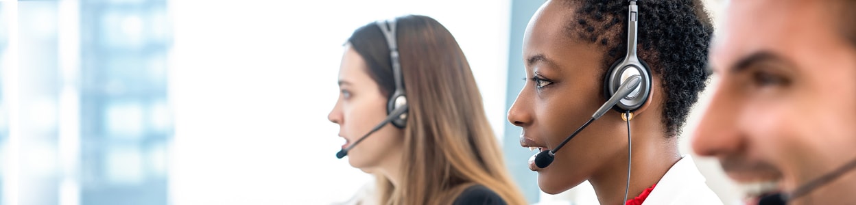 Call centre employees with headset