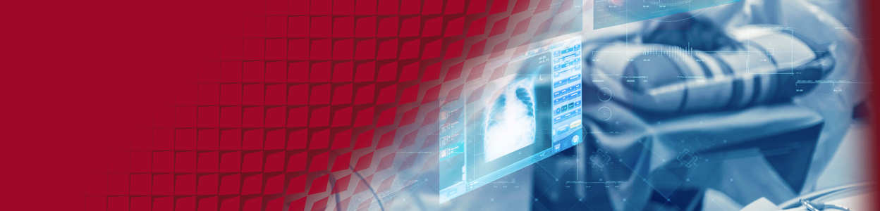 A close up of medical systems displaying an x-ray and vitals.