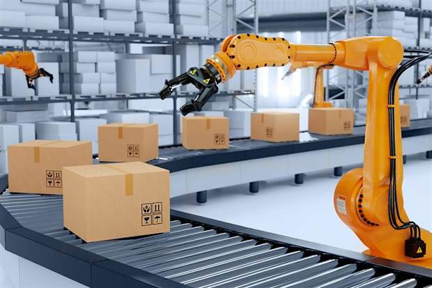 Robotic arm in warehouse