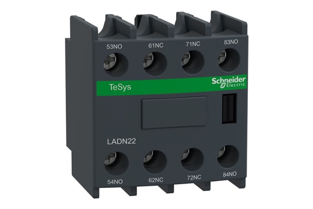 Schneider Electric Auxiliary contact block, TeSys Deca, 2NO+2NC, front mounting, screw clamp terminals