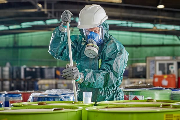 Ansell chemical suits and gloves: Comprehensive chemical safety PPE.